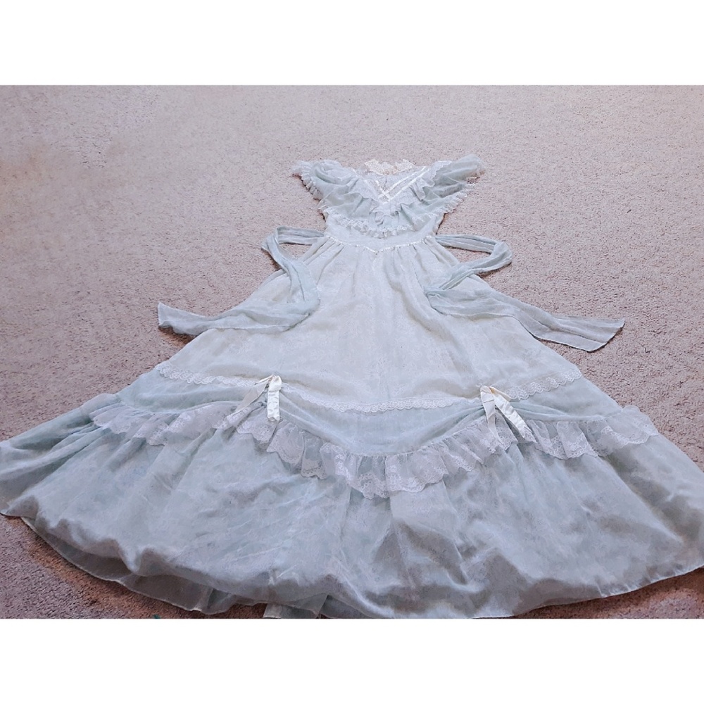 Gunne Sax Victorian light blue lace prairie dress